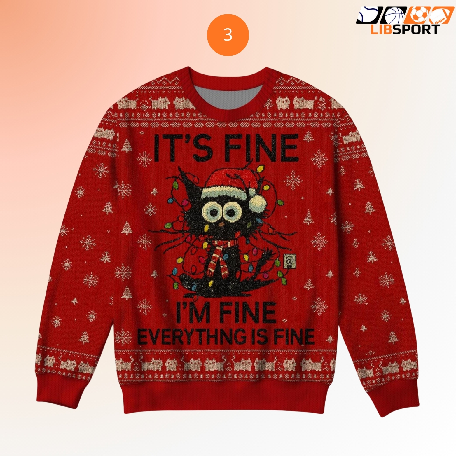 Funny Its Fine I M Fine Cat Sweater, Chaotic Holiday Christmas Jumper, Festive Xmas Gift For Cat Lovers